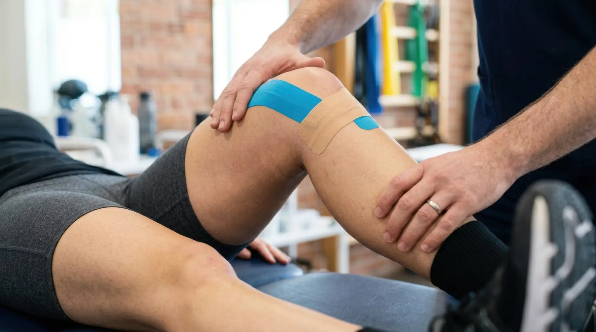 Physiotherapist guiding an athlete through sports injury rehabilitation